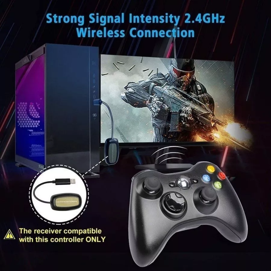 Controle xbox 360 Sem Fio ou com fio Joystick Wireless compatível xbox Pc computador | Sem Fio