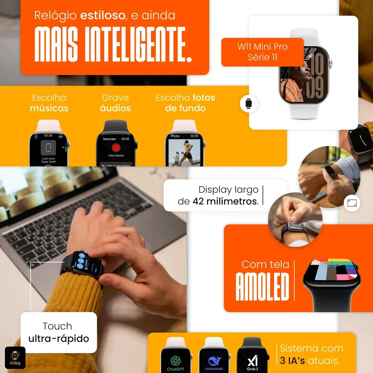 Relógio Smartwatch W11 Mini Pro Série 11 Amoled 42mm