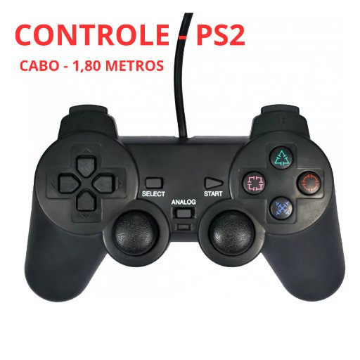 Controle Ps2 Analógico com cabo de 1,80 metros | Com fio