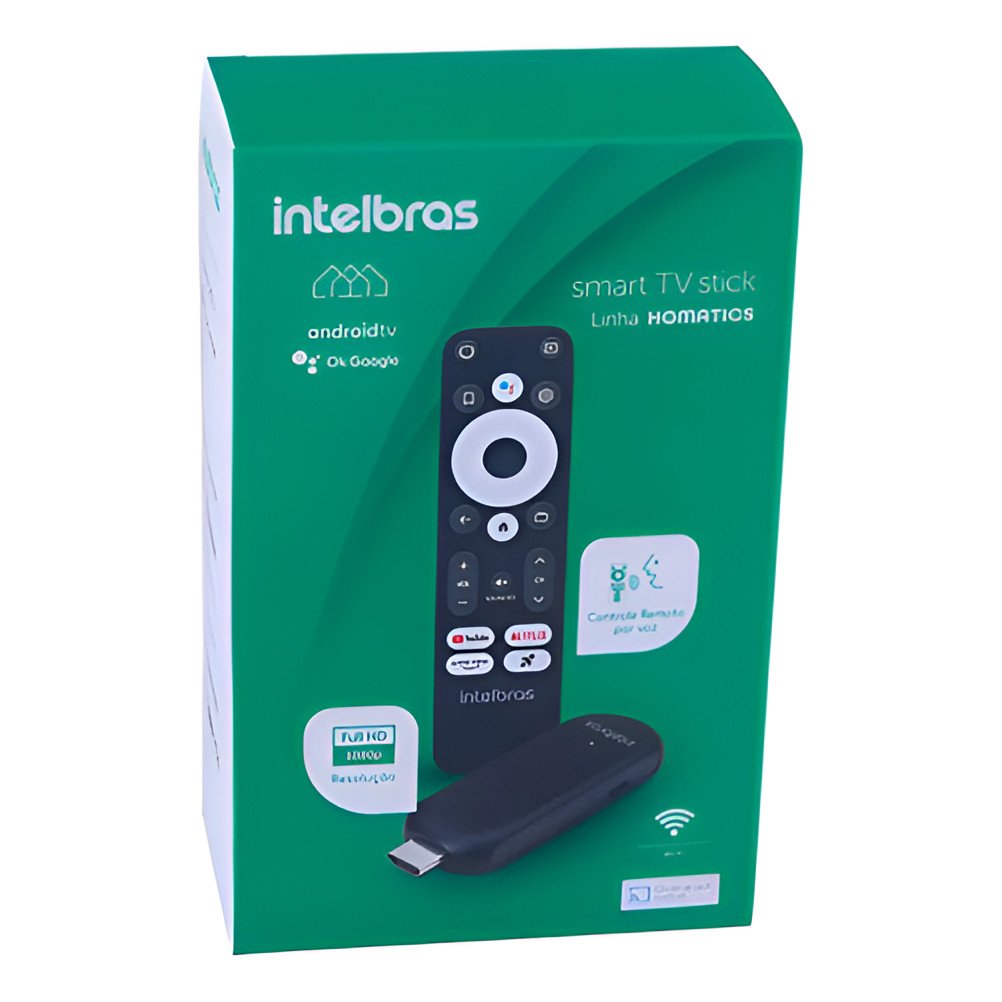 Smart Tv Stick Full Hd Intelbras Controle Remoto Comando Voz